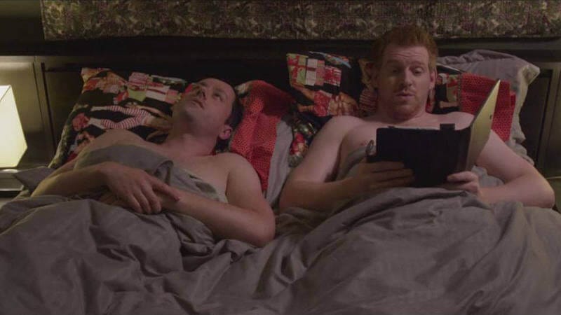 Shared Rooms 3 Still from "Shared Rooms" - Cal and Laslo lay in bed, talking about the future