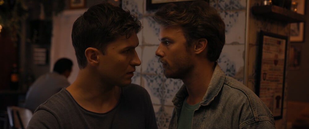 Still from "Are We Lost Forever" - Hampus is asking Adrian to have makeup sex in a bar