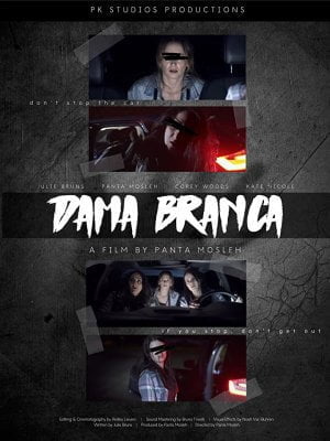 "Dama Branca" film poster - showing the three girls in the car