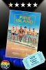 Film poster for queer series “Fire Island, displayed on a black background with a blue theatre seats along the bottom. 0.5 out of five stars are highlighted along the top for a 0.5/5.0 rating. A teal ticket stub in the lower right corner reads "NEW Queer Film Review".