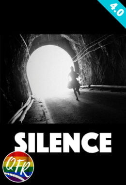 Film poster for "Silence", with teal rating banner showing "4.0" in upper right corner