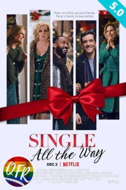 Film poster for "Single All The Way", with teal rating banner showing "5.0" in upper right corner