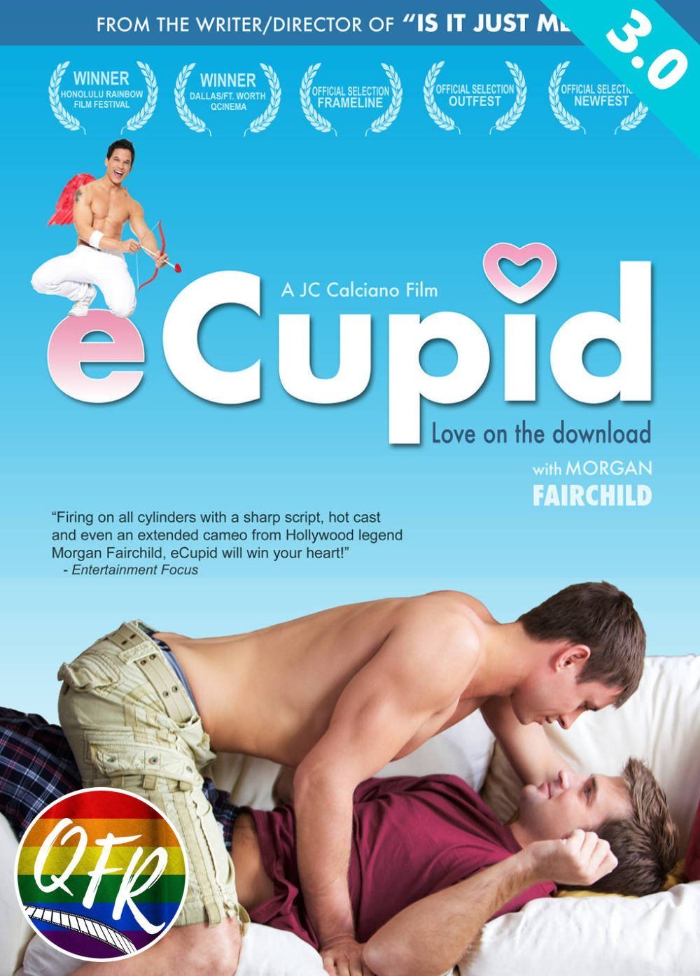 Film poster for "eCupid", with teal rating banner showing "3.0" in upper right corner